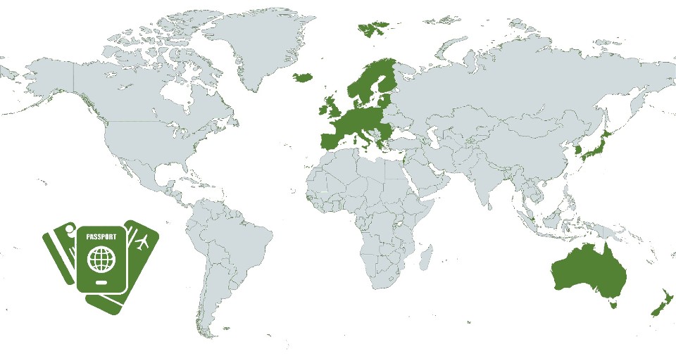 Map of green countries