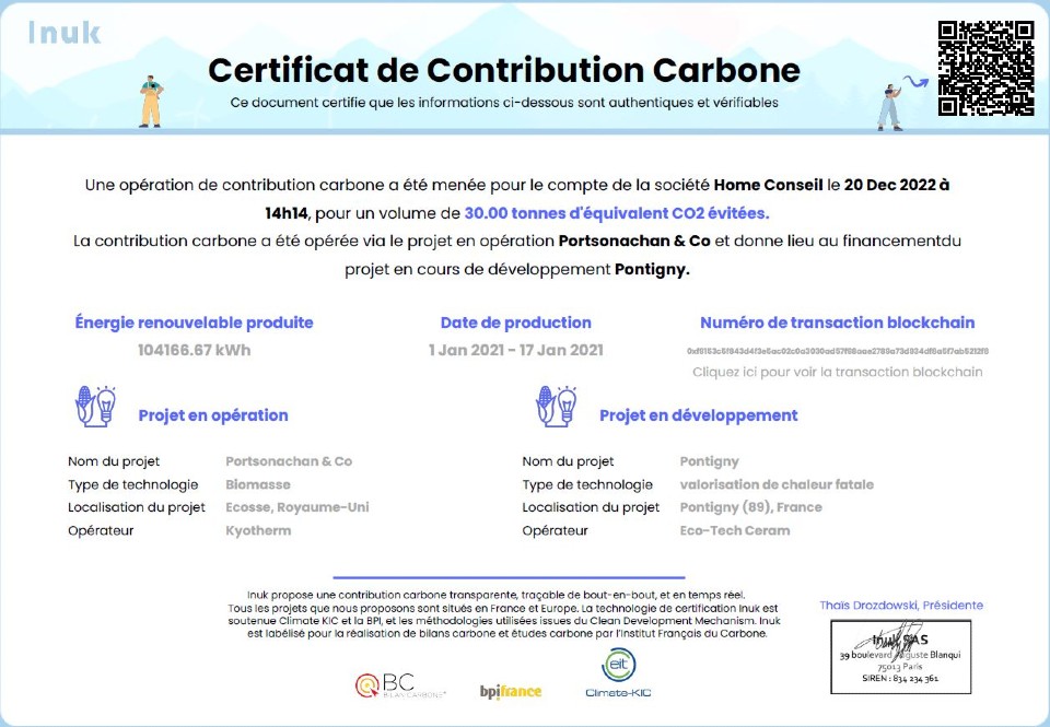 Carbon Contribution Certificate 2