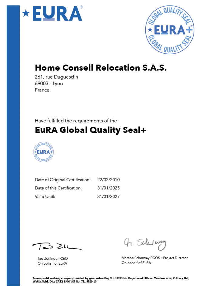 Home Conseil Relocation is doubly certified once again!