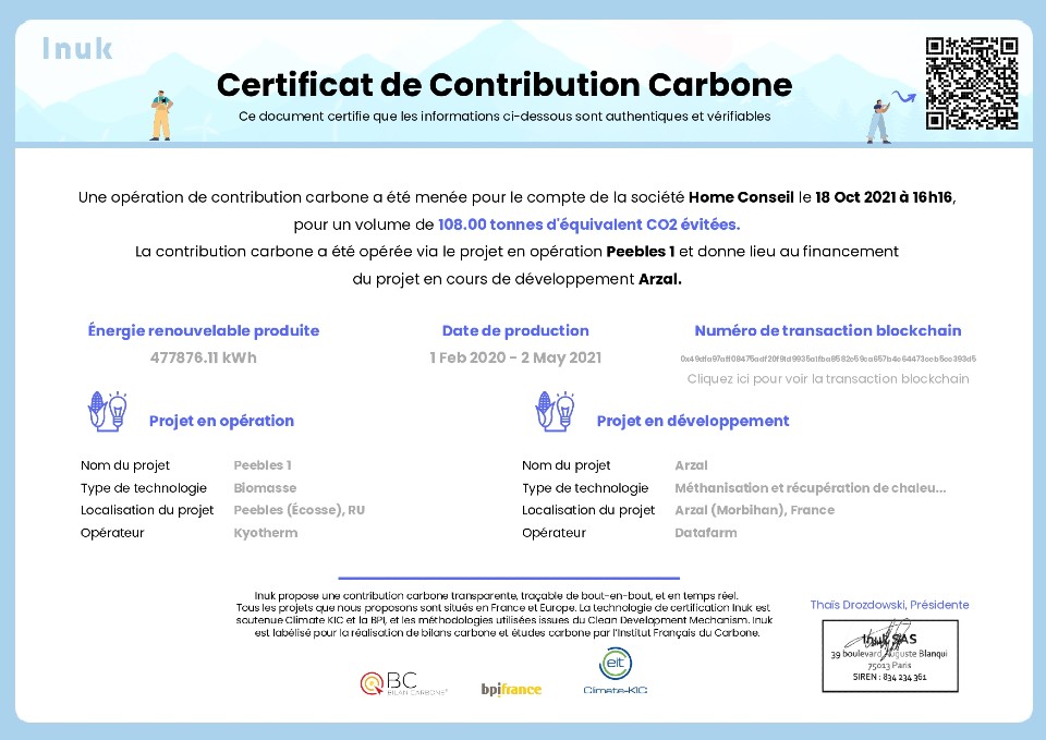 Carbon Contribution Certificate
