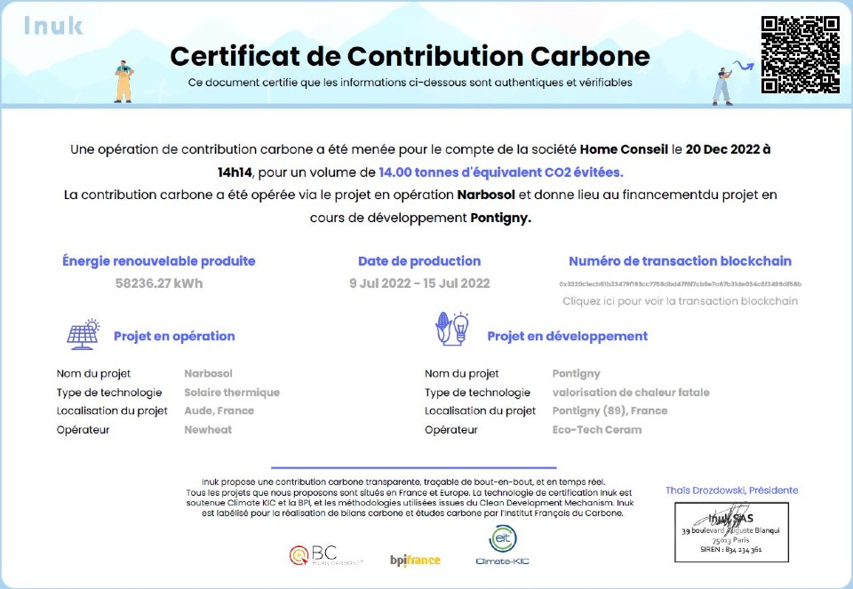 Carbon Contribution Certificate 1
